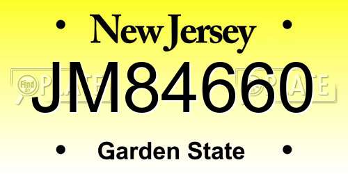 JM84660 New Jersey License Plate