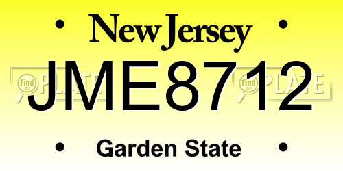 JME8712 New Jersey License Plate