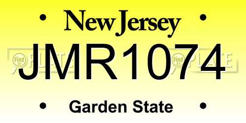JMR1074 New Jersey License Plate