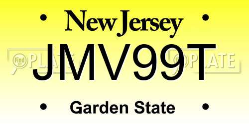JMV99T New Jersey License Plate