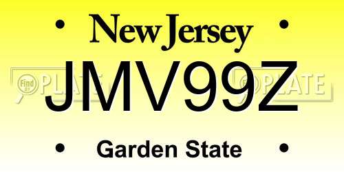JMV99Z New Jersey License Plate