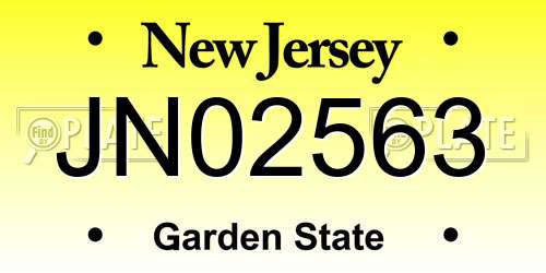 JN02563 New Jersey License Plate