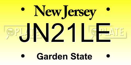 JN21LE New Jersey License Plate