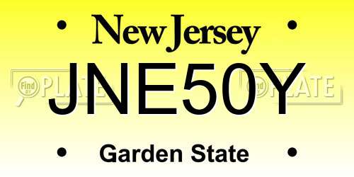 JNE50Y New Jersey License Plate
