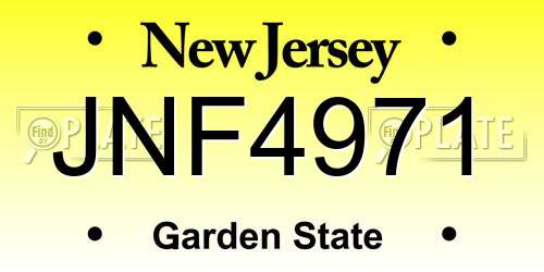 JNF4971 New Jersey License Plate