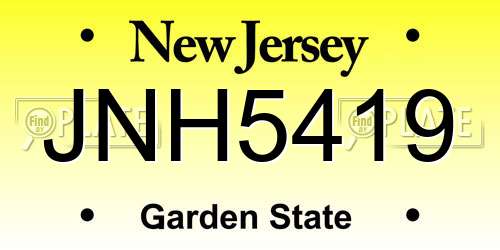 JNH5419 New Jersey License Plate