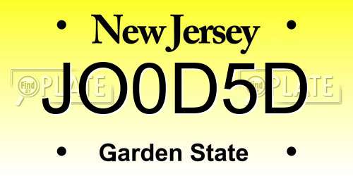 JO0D5D New Jersey License Plate