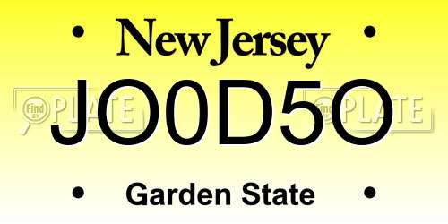 JO0D5O New Jersey License Plate