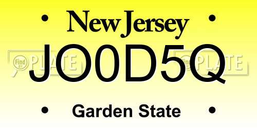 JO0D5Q New Jersey License Plate