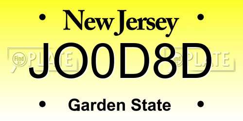 JO0D8D New Jersey License Plate