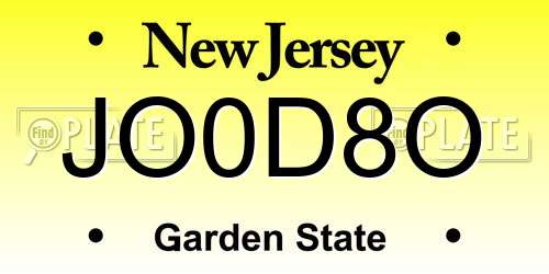 JO0D8O New Jersey License Plate