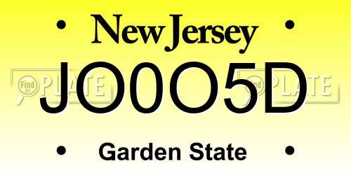 JO0O5D New Jersey License Plate