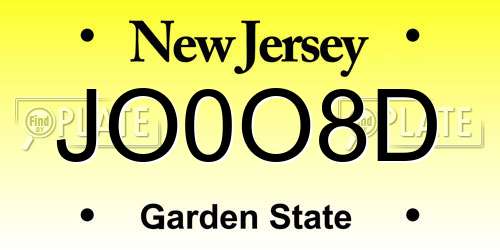 JO0O8D New Jersey License Plate