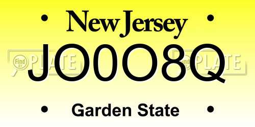 JO0O8Q New Jersey License Plate