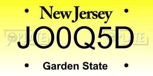 JO0Q5D New Jersey License Plate