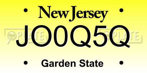 JO0Q5Q New Jersey License Plate