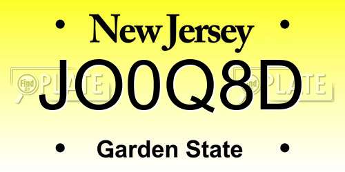 JO0Q8D New Jersey License Plate