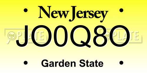 JO0Q8O New Jersey License Plate
