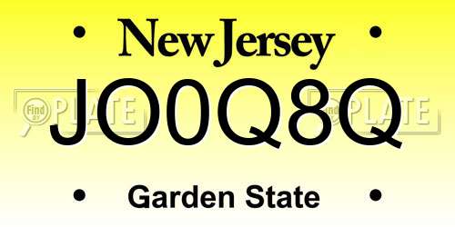JO0Q8Q New Jersey License Plate