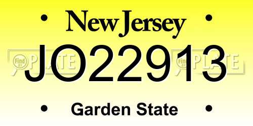 JO22913 New Jersey License Plate