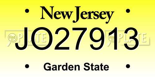 JO27913 New Jersey License Plate