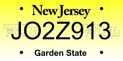 JO2Z913 New Jersey License Plate