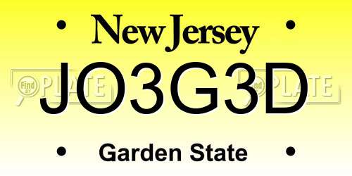 JO3G3D New Jersey License Plate