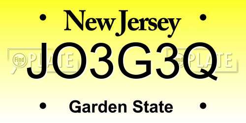 JO3G3Q New Jersey License Plate