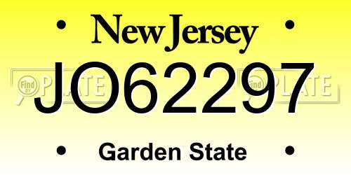 JO62297 New Jersey License Plate
