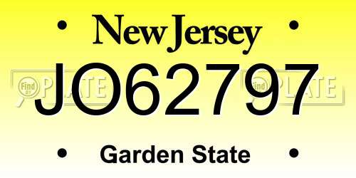 JO62797 New Jersey License Plate