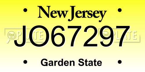 JO67297 New Jersey License Plate