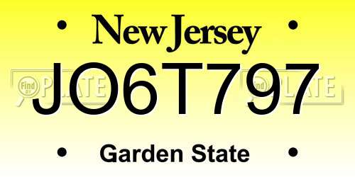JO6T797 New Jersey License Plate