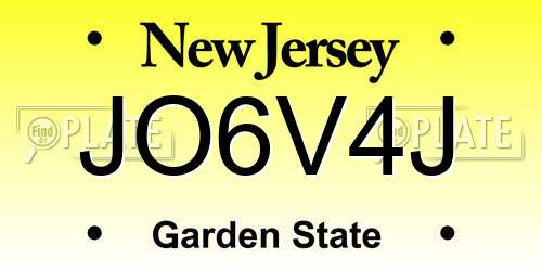 JO6V4J New Jersey License Plate