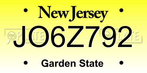 JO6Z792 New Jersey License Plate