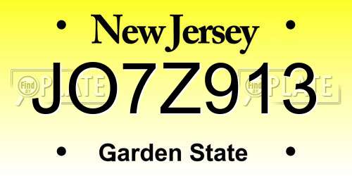 JO7Z913 New Jersey License Plate
