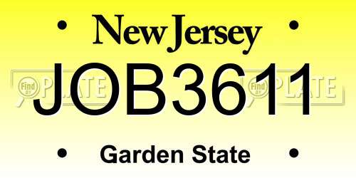 JOB3611 New Jersey License Plate