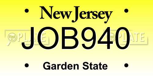 JOB940 New Jersey License Plate