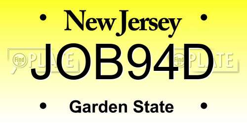 JOB94D New Jersey License Plate