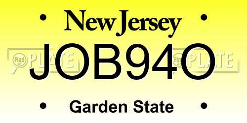 JOB94O New Jersey License Plate