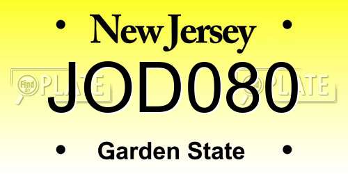 JOD080 New Jersey License Plate