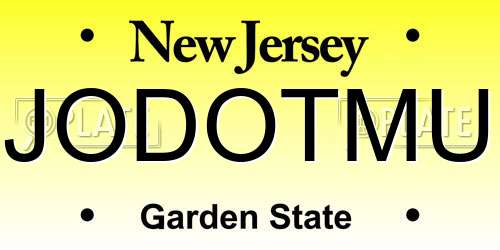 JODOTMU New Jersey License Plate