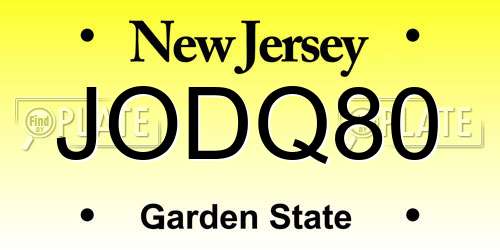 JODQ80 New Jersey License Plate