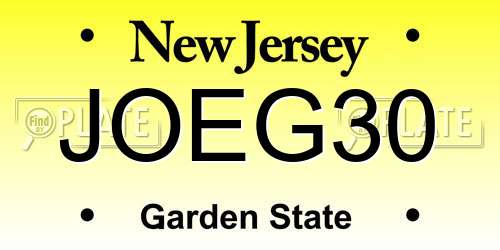 JOEG30 New Jersey License Plate