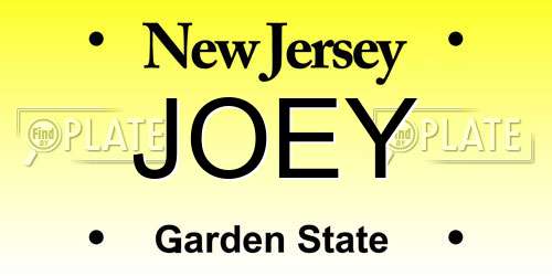 JOEY New Jersey License Plate