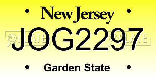 JOG2297 New Jersey License Plate