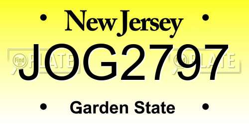 JOG2797 New Jersey License Plate
