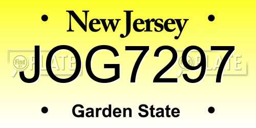 JOG7297 New Jersey License Plate