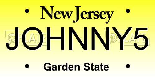 JOHNNY5 New Jersey License Plate