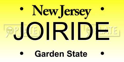 JOIRIDE New Jersey License Plate