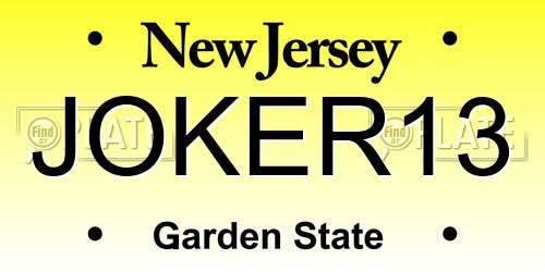 JOKER13 New Jersey License Plate